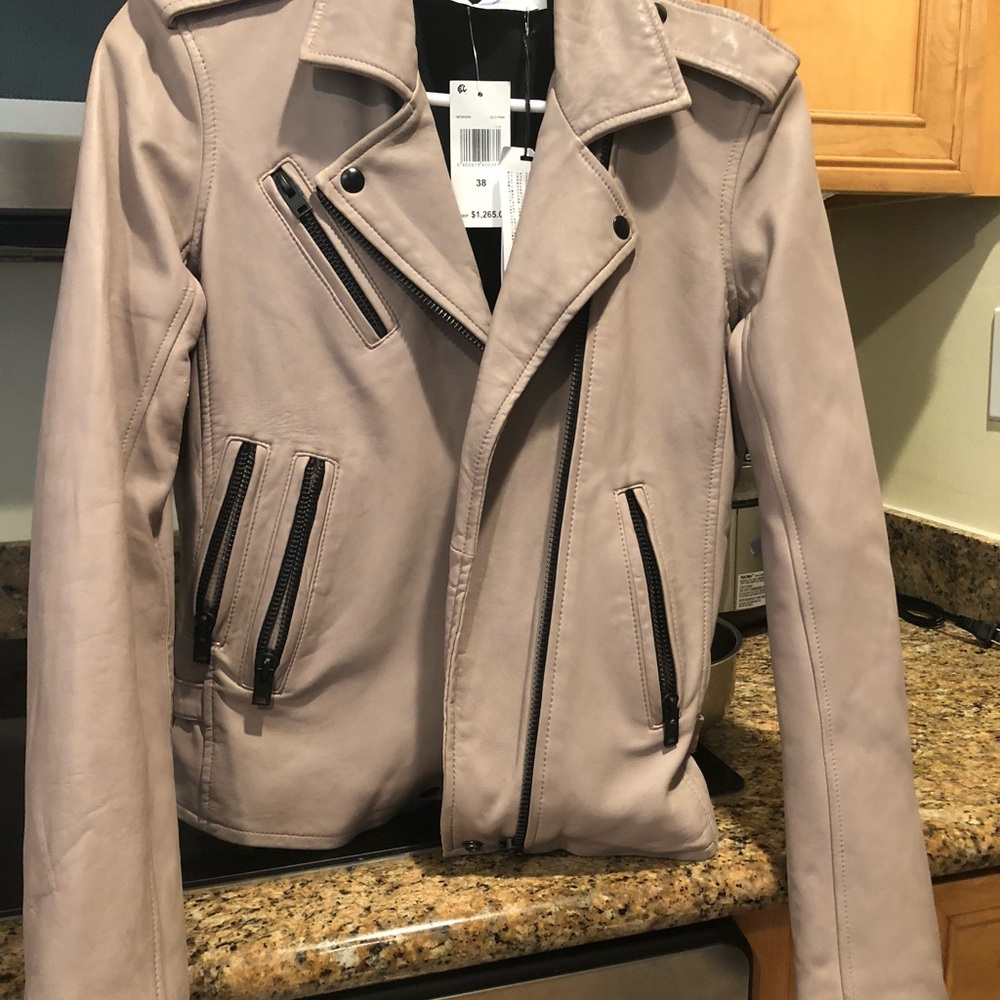 Iro Newhan leather jacket in old pink size FR38.